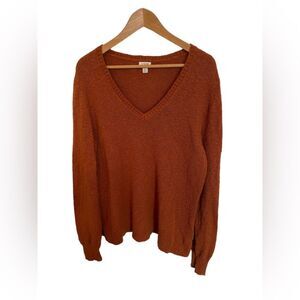 J. Crew Women's V-Neck Sweater in Rust Orange